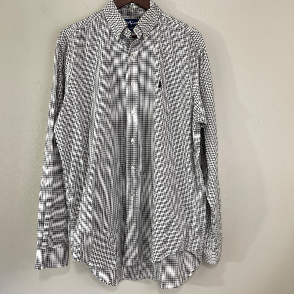 Ralph Lauren Shirt Mens Size 16 36/37 Yarmouth 100% Cotton Plaid Button Up - Picture 2 of 9